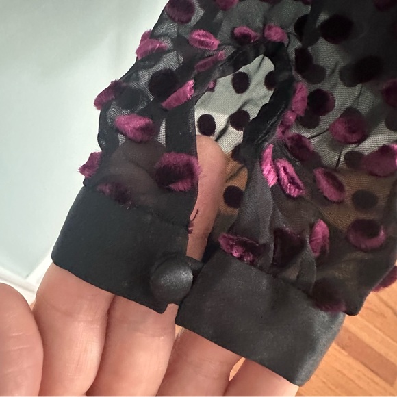 Club Monaco Silk Blend Sheer Polka Dot Top size XS - Picture 6 of 7